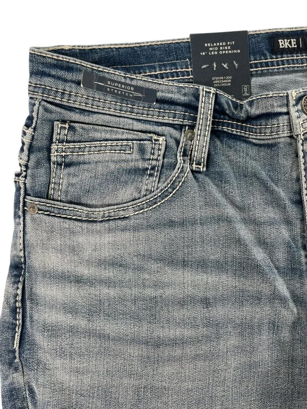 BKE Tyler Relaxed Fit Jeans Mid Rise Light Wash Stretch Denim Men's Sz 36x32 NEW